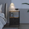 thumbnail image 4 of Glavbiku End Table with Charging Station,Nightstand with Fabric 2 Drawers for Bedroom,Rustic Brown, 4 of 14