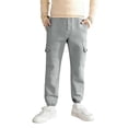 thumbnail image 4 of yardsong Boys Cargo Pants with Pockets Hiking Camping Straight Leg Uniform Athletic Jogger Pants Kids Elastic Waist School Trousers 8 Years, 4 of 9