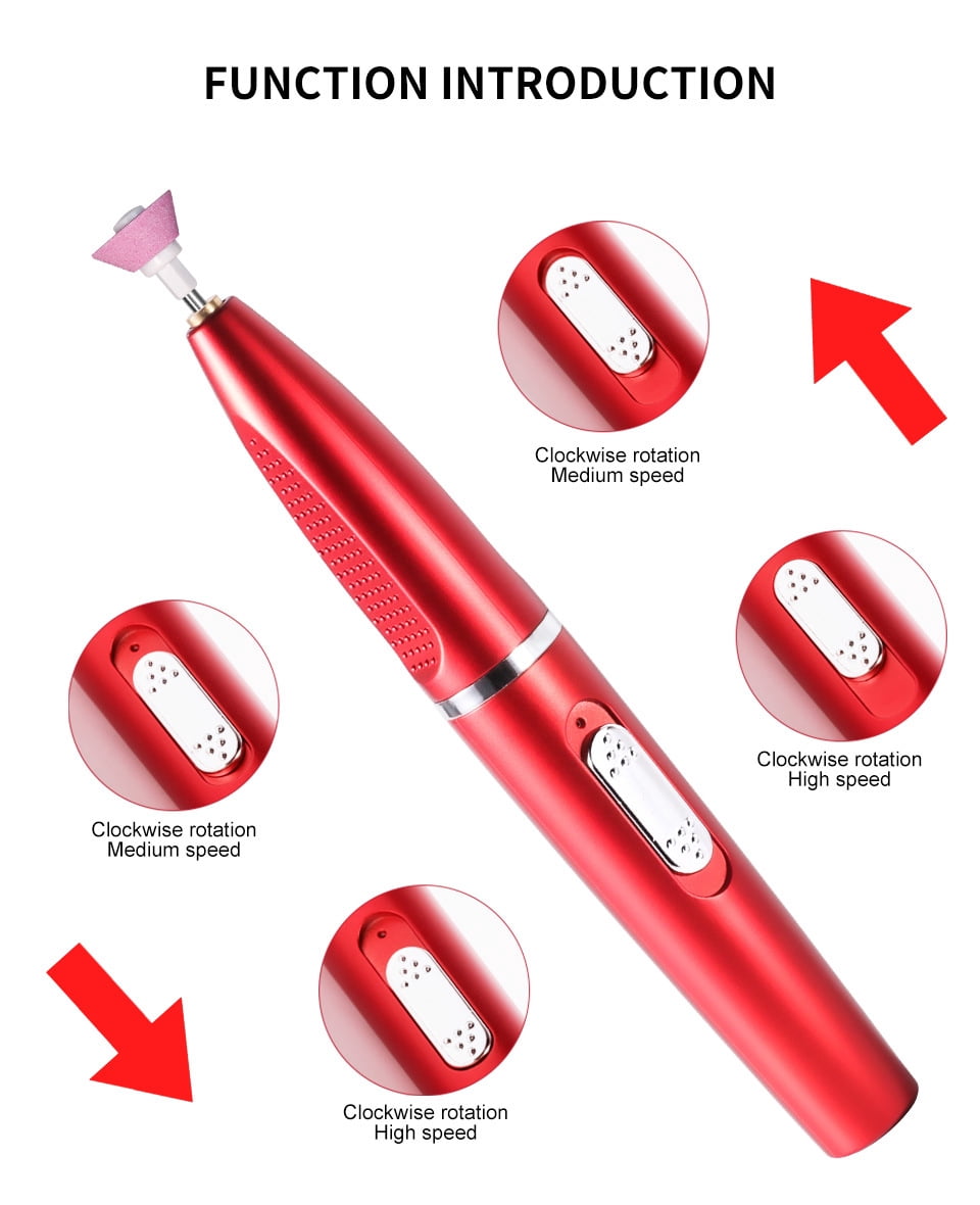 Electric Nail File, Professional Nail Drill for Acrylic Gel Dip Powder Nails Portable Nail Machine Kit Manicure Pedicure Tools Polishing Set with Nail Drill Bits