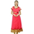 thumbnail image 1 of Bimba Robe Anarkali en Filet Évasée pour Femme, Kurta Kurti Unie, Tunique Longue Ethnique Indienne, 1 of 9