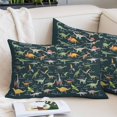 thumbnail image 2 of Green Dinosaur Throw Pillow Covers, Vintage Letters Farm Animals Soft Breathable Pillow Cases with Invisible Zipper for Sleeping, Small Pillowcases for Couch Bed Sofa Chair 16x24 Inches, 2 of 9