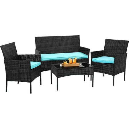 Patio Furniture 4 Pieces Outdoor Indoor Use Rattan Chairs Wicker Patio