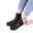 Black straight, variant on Unisex Thicken Non-Slip PU Leather Slipper Socks Home Indoor Outdoor Cold Weather Thermal Warm Fleece Lined Floor Socks