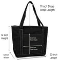 thumbnail image 3 of DALIX 20" Solid Color Cotton Canvas Shopping Tote Bag in Black-White, 3 of 7