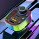 thumbnail image 1 of Reproductor Bluetooth MP3 para coche con transmisor FM y carga rápida - 3 puertos USB, luz LED, cargador universal de coche 12V-24V para smartphones y tabletas, 1 of 7