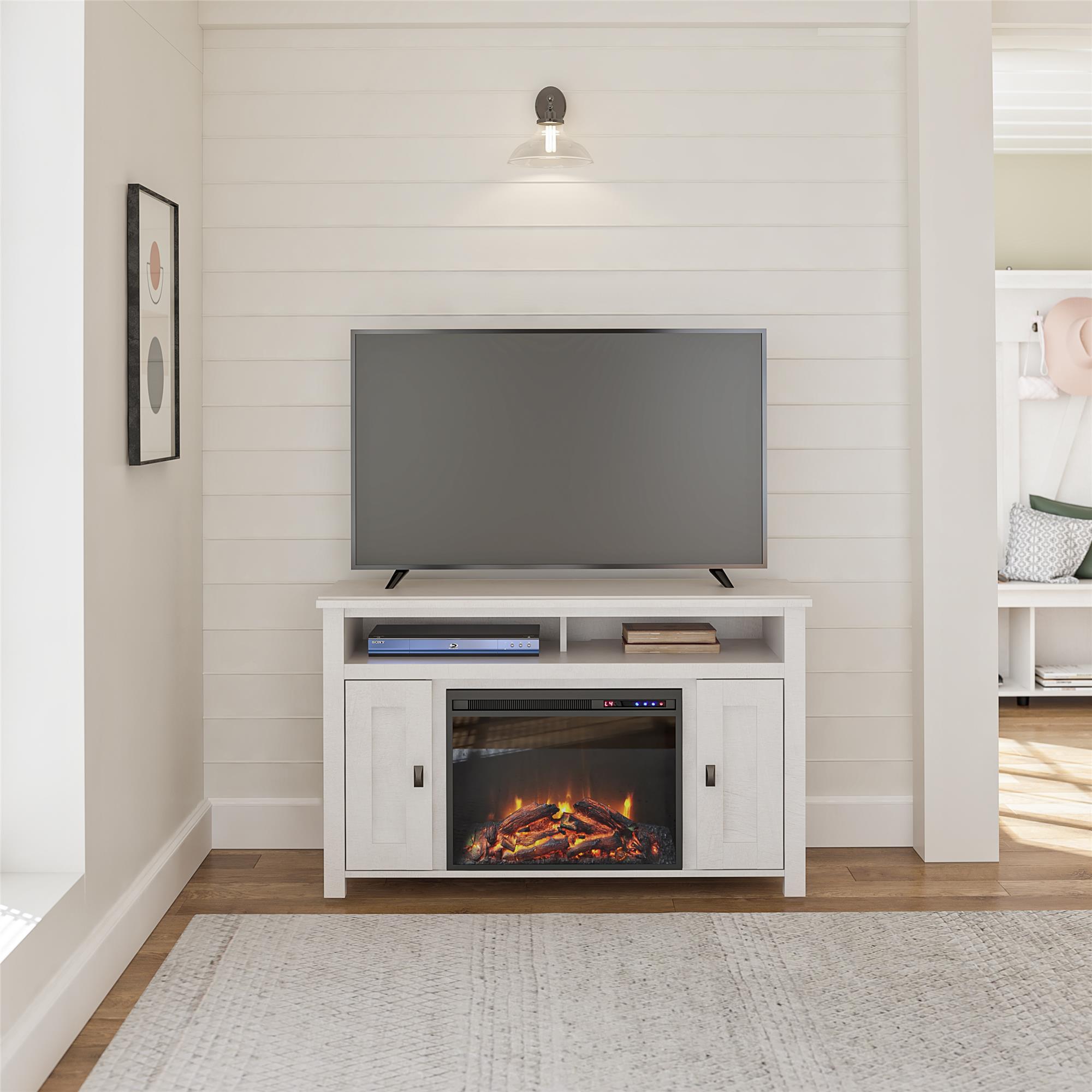 Woven Paths Scandi Farmhouse Electric Fireplace TV Console for TVs up