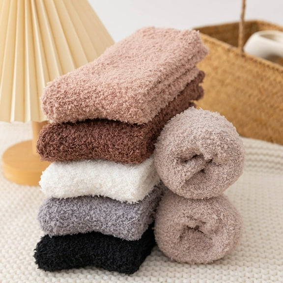 7 Pairs Women Fuzzy Socks Warm Fluffy Socks Thick Slipper Socks Aesthetic Fleece Long Socks