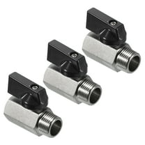 Uxcell 3/8 NPT Brass Mini Ball Valve, 3 Pack NPT Female to Male Shut-Off Valve for Pipe Coupler Connector, Black