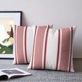 thumbnail image 2 of Pillow Covers 24x24 Set of 2, Red Striped Throw Pillow Covers Decorative Couch Cushion Cover, Farmhouse Thin Vertical Stripes Modern Microfiber Soft Square Pillowcases for Bedroom Living Room Sofa, 2 of 9