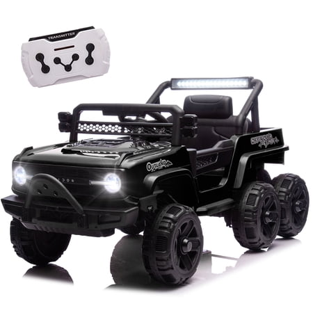 Xuanlur 12V Kids Ride On Car with Remote Control, Dual Drive Electric Car for Kids, Four-Wheel Suspension, Bluetooth Music, LED Lights, USB Port, Shock Absorption Ride On Toy Car, Black