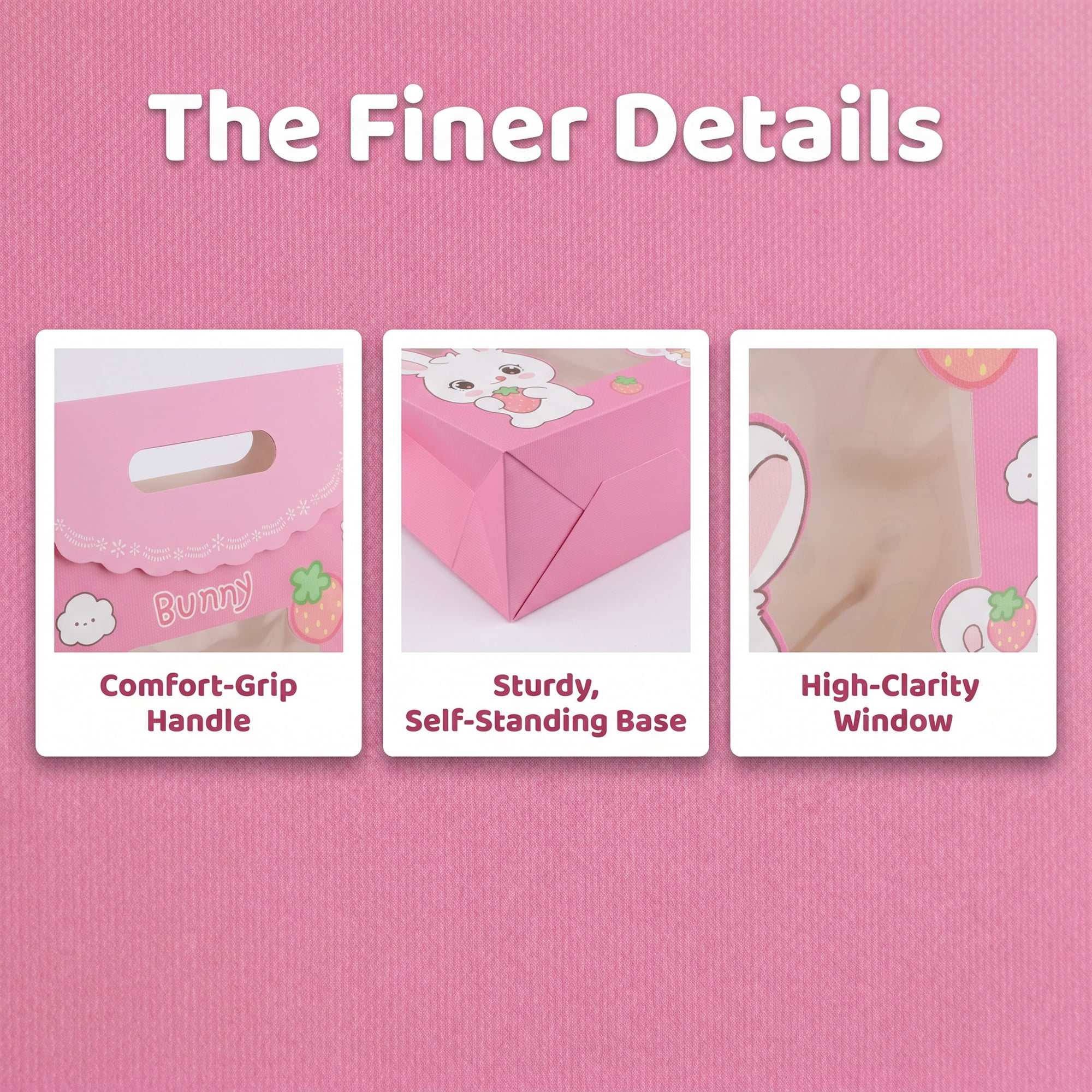 Unique Bargains Stylish Gift Bags with Comfortable Handles Pink Rabbit 5.9" x 2.8" x 8.3"