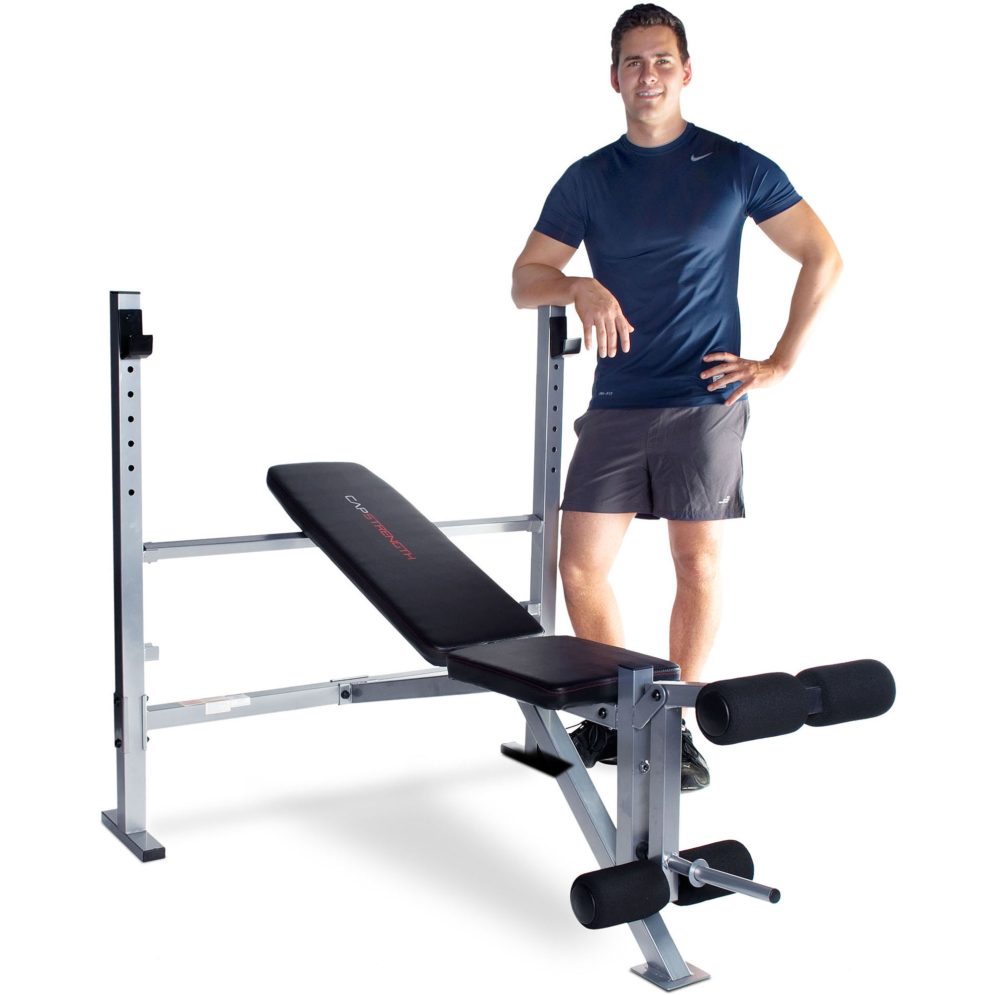 CAP Strength Deluxe Mid-Width Weight Bench with Leg Attachment (500lb Capacity), Black and Gray - image 4 of 5