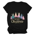 thumbnail image 5 of larppty Christmas Shirts for Women Christmas Tree Printed Tshirts Short Sleeve Round Neck Tops (Black, 3XL), 5 of 6