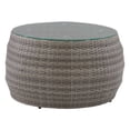 thumbnail image 3 of CorLiving Parksville Resin Wicker and Steel Round Outdoor Coffee Table with Tempered Glass Top, Grey, 3 of 5