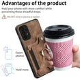 thumbnail image 6 of Phone Case for Samsung Galaxy A23 5G/4G Wallet Cover with Tempered Glass Screen Protector and Wrist Strap Lanyard RFID Credit Card Holder Ring Stand Cell Accessories A 23 23A 6.6 Women Brown, 6 of 7