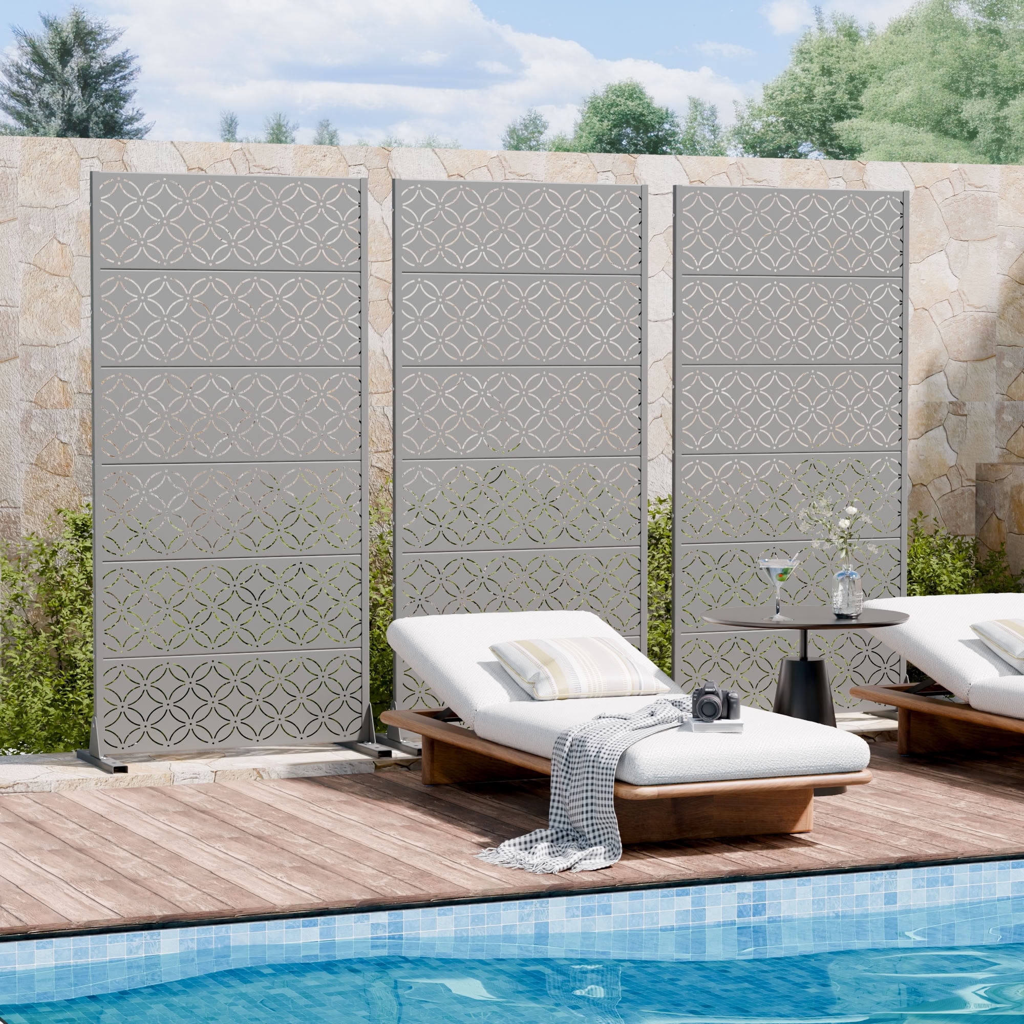 MAYEERTY 72*35in Outdoor Privacy Screen, Outdoor Screen Divider Metal Panel, Privacy Fence for Patio, Balcony, Backyard, Garden