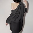 thumbnail image 3 of Kaemgyyd Nightgowns for Women Satin Button down Sleepshirt Silk 3/4 Sleeve Boyfriend Loungewear Solid Color Pajamas Mini Dress, 3 of 3