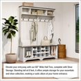 thumbnail image 2 of Pemberly Row Farmhouse Engineered Wood 77" Tall 6-Hook Hall Tree in Washed White, 2 of 13