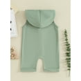 thumbnail image 3 of Infant Baby Girls and Boys Sleeveless Romper Button Down Pocket Patch Hooded Tank Top Jumpsuit, 3 of 8