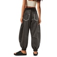 thumbnail image 3 of Betivan Women'S Solid Color Baggy Wide-Leg Pants Casual Elastic-Waistband Pocket Pants, 3 of 8