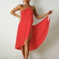 thumbnail image 2 of Women Beach Dress Sleeveless Solid Color Off Shoulder Backless Loose Beach Bathing Suit Cover Ups, 2 of 3
