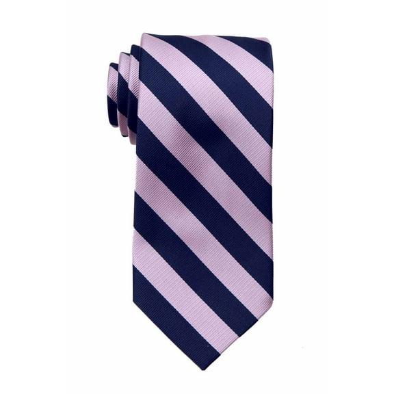 Mens XL Long College Striped Necktie Ties - Pink Navy