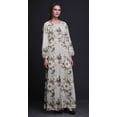 thumbnail image 3 of Bimba Robe Maxi à Manches Longues pour Femmes en Georgette Mousse à Imprimé Floral et d'Oiseaux, Taille Élastique - Très Petit, 3 of 5