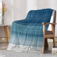 thumbnail image 7 of Blue Ombre Stripes%vintage Gradient Abstract Lines Art Flannel Blanket for Bed, Soft Cozy Warm Couch Throw Blanket, Lightweight Fluffy Plush Bedding Blankets for Sofa Decor All Season 31.5"x47", 7 of 7