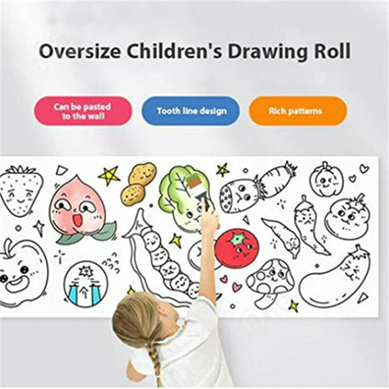 EXCEART 2pcs Roll Children's Graffiti Scroll Sticky Drawing Paper Drawing  Pads for Kids Ages 4-8 Kids Coloring Pad Wall Coloring Kids Drawing Pad