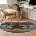 thumbnail image 5 of Texas Star Large Area Rugs for Bedroom Living Room, Soft Non Slip Carpet Bedside Rug, Teal Brown Farmhouse Wooden Country Round Floor Cover Kitchen Accent Rug 4' for Dining Room/Office, 5 of 9
