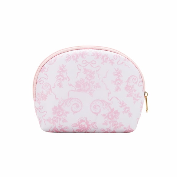 Pink Floral Travel Cosmetic Zipper Pouch