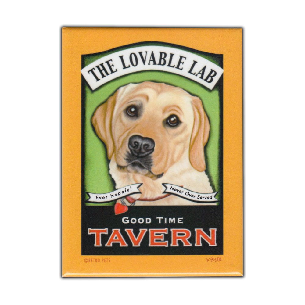 Retro Pets Magnet Black Lab Dog Labrador Retriever 2.5" x 3.5" Postage Stamp 