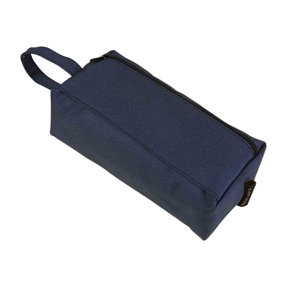 JeashCHAT Cloth Zipper Pencil Pouch, Large Capacity Pencil Case with Handle, Solid Color Stationery Storage Pen Bag Makeup Bag for Men Women (Blue)