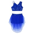 thumbnail image 5 of inhzoy Kids Girls 2PCs Ballet Dance Outfits Sequins Camisole Crop Top with Mesh Skirted Leotard Royal Blue 16, 5 of 8