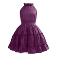 thumbnail image 6 of Ruyang Teen Girls Halter Sleeveless Dresses Ruffle Hem Slim Fit A-Line Swing Dresses Summer Trendy Solid Casual Breathable Skirts, 6 of 7