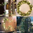 thumbnail image 3 of Paquete de 12 plantas artificiales de hiedra falsa con luces de cortina LED que funcionan con pilas, cadena de luces de hadas de 8 modos con control remoto, 3 of 5