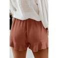 thumbnail image 3 of Women's Rust Red/Black/Gray Blue Linen Cotton Pocketed Flutter Shorts, 3 of 6