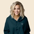 thumbnail image 4 of Dalix Heart Embroidered Fleece Cropped Hoodie Cold Fall Winter Women in Atlantic Green M Medium, 4 of 5