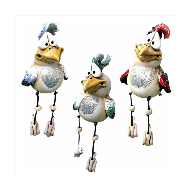 3PCS Funny Chicken Fence Decoration Statues Funny, Waterproof As a Gift for Children and Also Suitable for Patio