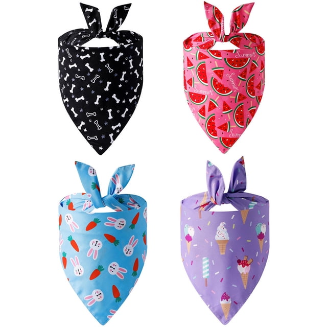 Bandanas para perros 4 piezas; Pañuelo para perros de algodón suave, para uso diario, pañuelos para perros para niños, lavable