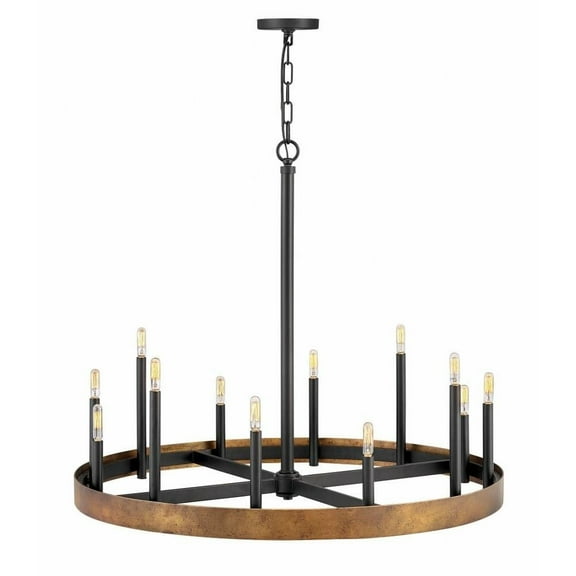 Modern Twelve Light Chandelier in Weathered Brass Black Finish Bailey Street Home 81-Bel-3088267