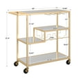 Chelsea Lane Mirror Glass Top Metal Bar Cart, Champagne Gold