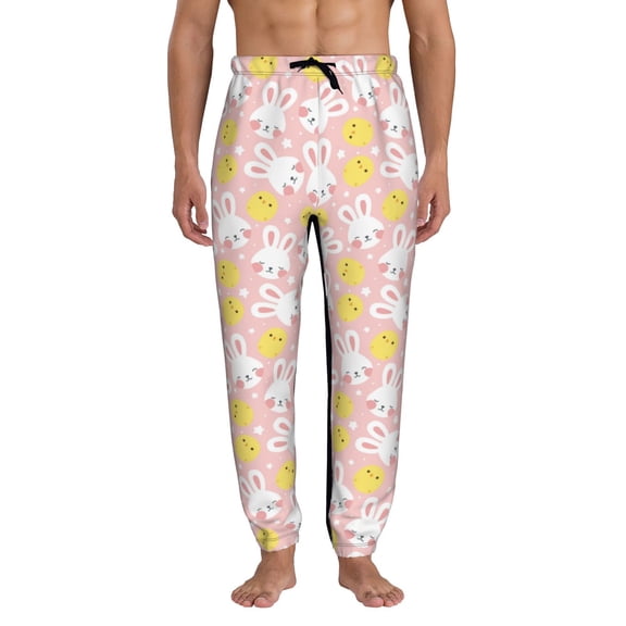 Xecao Rabbit And Chick Print Active Tech Joggers for Men, Mens Sweatpants Lounge Pants with Pockets-Large
