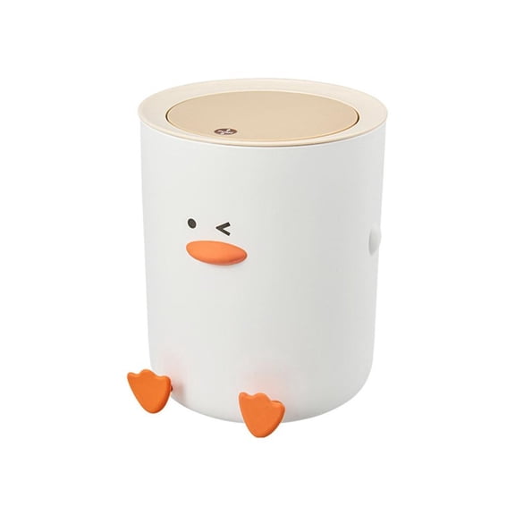 Milue Miniature Duck Design Waste Bin ABS Home Decorative Trash Can with Press Lid