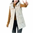 thumbnail image 2 of Wancir Women Long Vest Solid Color Sleeveless Hood Winter Puffer Vest Outwear, 2 of 8