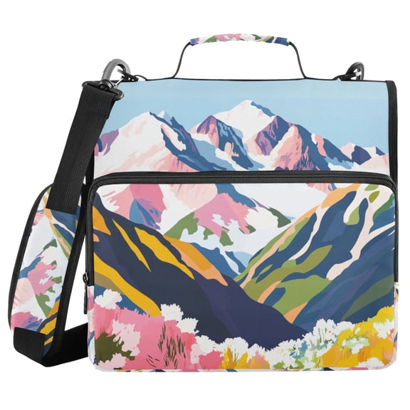 FORMRS Zipper Binder with Shoulder Strap 2-inch Ring 500 Sheet Capacity File Bag, Abstract Mountain
