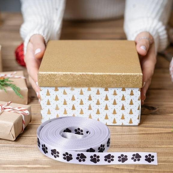 TAILTOSS 2 Rolls Crafting Ribbons with Paw Pattern Assorted Color Polyester for present Wrapping