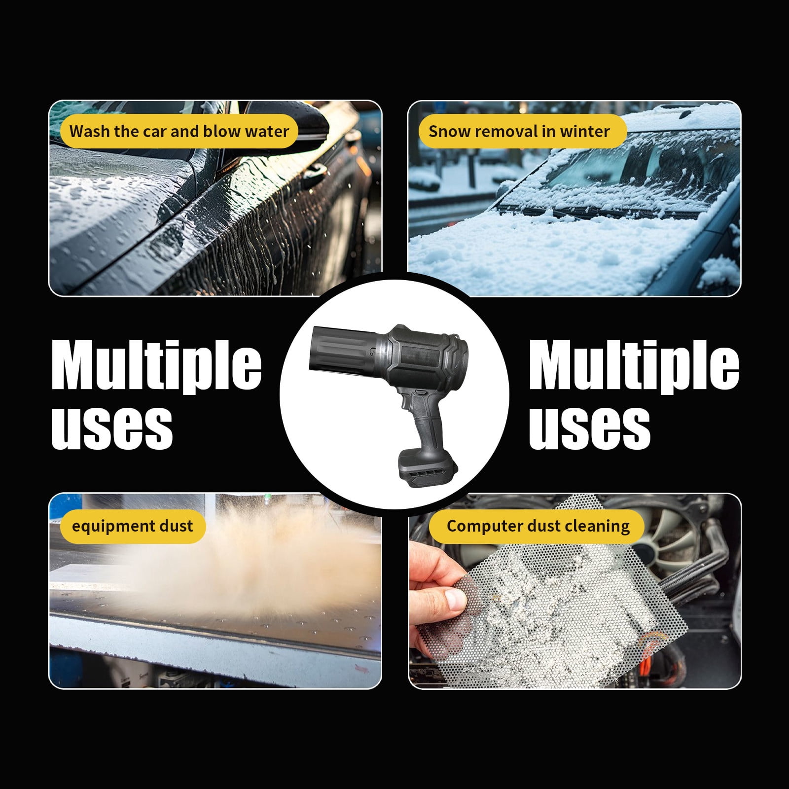 Rechargeable Lithium Battery Handheld Blower | Cordless Leaf & Debris Blower for Car Drying, Yard Cleaning & Snow Removal | Powerful Portable Electric Blower