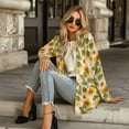 thumbnail image 4 of SCRAWLGOD Sunflower Long Cardigan for Women Lightweight Open Front Jacket Coat Outwear Long Sleeve Fall Cardigans for Women Trendy Comfortable Dressy Cardigans for Women Park Size 2XL, 4 of 7