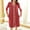 Red, variant on TMOYZQ Cotton Nightgowns for Women Loose Long Sleeve Wavy Striped Trim Nightshirt Casual Solid Color Button Down Sleepshirt Comfy V Neck Long Loungewear on Clearance